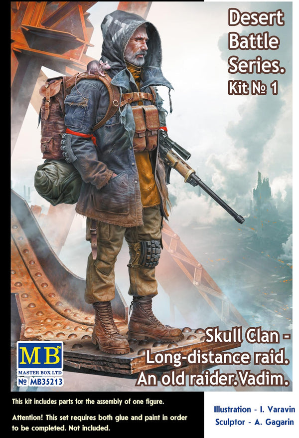 MASTER BOX 1/35 Post-apocalyptic fiction. Desert Battle Series. Skull Clan Long-distance raid. Kit No.1. An old raider. Vadim