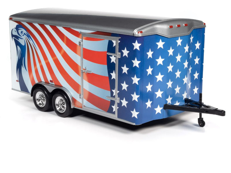 American Muscle 1/18 Scale Enclosed Trailer - Red, White & Blue