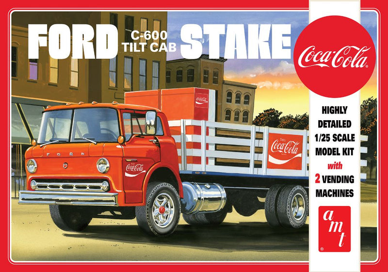 AMT Ford C600 Stake Bed w/Coca-Cola Machines 1/25 Model Kit (Level 3)