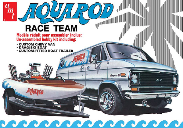 AMT 1/25 Aqua Rod Race Team 1975 Chevy Van, Race Boat And Trailer