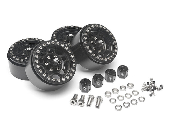 Sandstorm KRAIT™ 1.9 Aluminum Beadlock Wheels with 8mm Wideners (4) [Recon G6 Certified] Black
