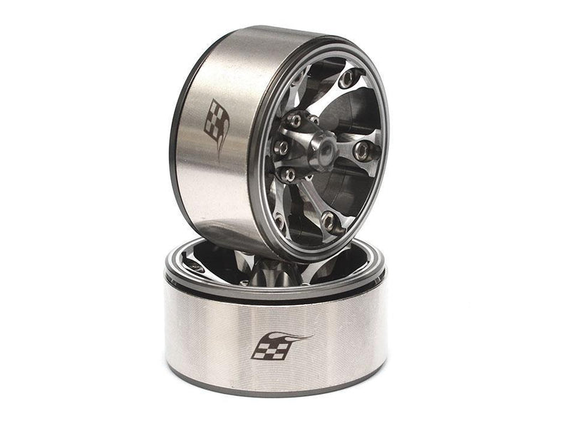 Boom Racing CHROMA?äó 1.9 High Mass Beadlock Aluminum Wheels Spoke-6 Style C (2) Gun Metal [RECON G6 The Fix Certified]