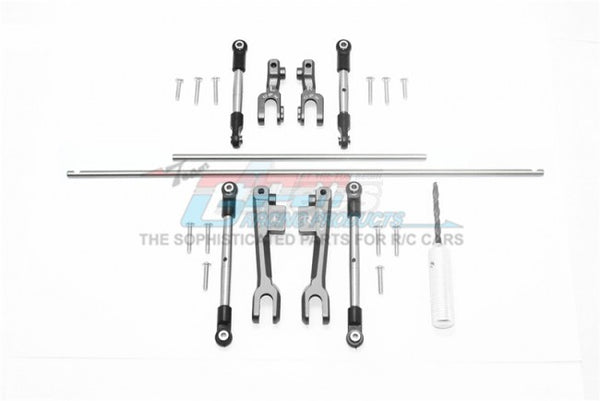 GPM Racing Traxxas Unlimited Desert Racer Stainless Steel Front + Rear Sway Bar & Aluminum Sway Bar Arm & Stainless Steel Linkage - 23Pcs Set Gun Metal