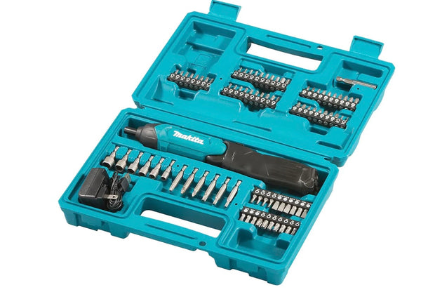 MAKITA 1/4-inch Lithium-Ion Cordless Screwdriver Kit with 81-Piece Accessory Set and Plastic Carrying Case