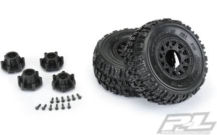 Pro-Line Trencher X SC 2.2"/3.0" All Terrain Tires Mounted on Raid Black 6x30 Removable Hex Wheels (2) for Slash 2wd & Slash 4x4 Front or Rear