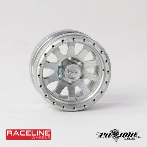 ** Set of 4** 1.55 RACELINE Scale Clutch Aluminum Beadlock Wheels Silver - 4pcs