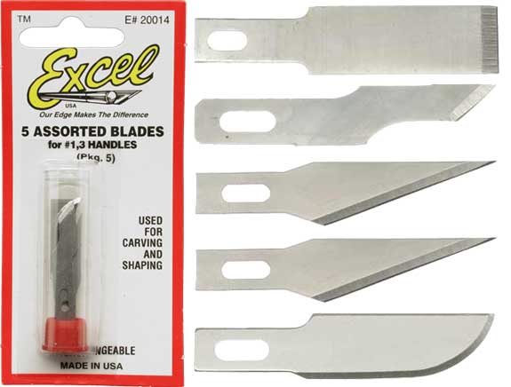 Excel 20014 Assorted Blades for #1 & #3 Handles (5pcs.)