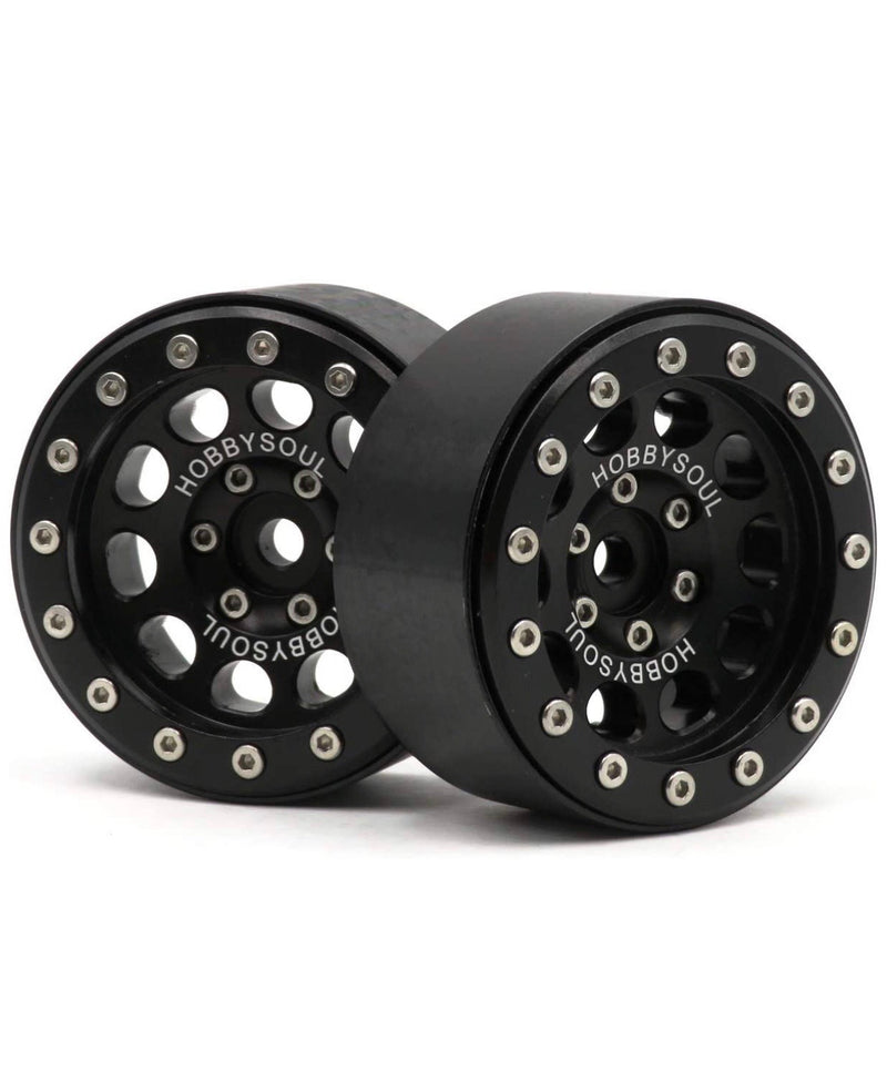 4pcs RC 1/10 Aluminium 1.9'' Beadlock Wheels Rims Hex 12mm Black Fit for 1:10 RC
