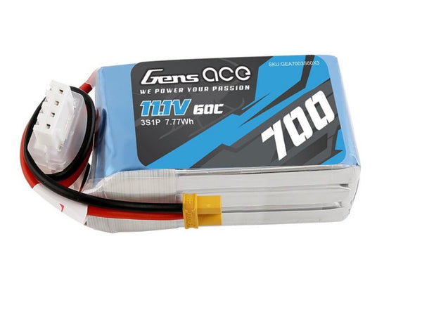 Gens Ace 700mAh 3S1P 11.1V 60C LiPo XT30 Plug Soft Case