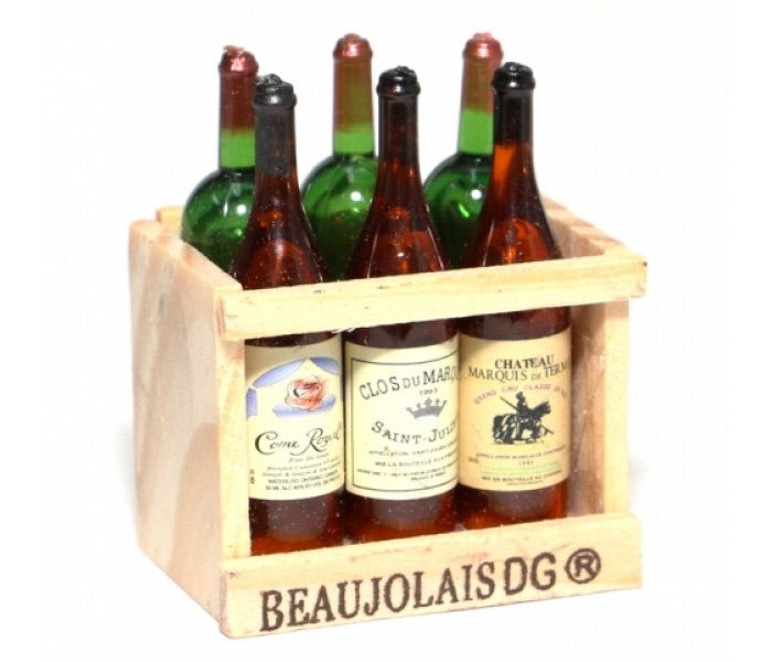 Scale bottles in wood box