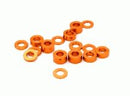 Billet Machined 16pcs Aluminum M3x6 Washer Spacer (0.5, 1.0, 2.0, 3.0mm) C26777ORANGE