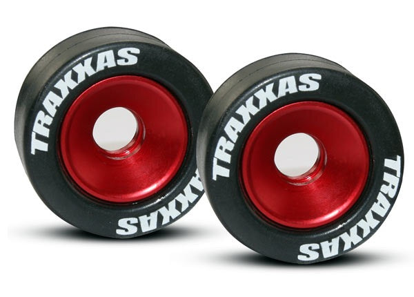 Traxxas Wheels, aluminum wheelie wheels (red-anodized)