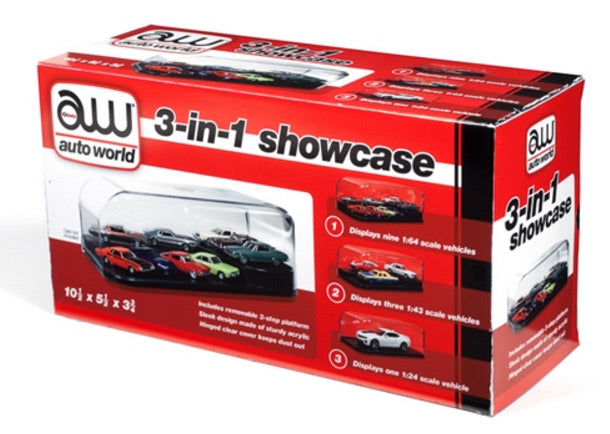 Auto World 1/24 3 in 1 Display Case (Interchangeable Inserts)