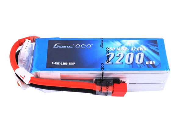 Gens Ace 2200mAh 4S1P 14.8V 45C LiPo Deans Plug Soft Case