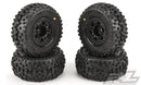 Pro-Line Badlands SC 2.2"/3.0" M2 (Medium) Tires Mounted on Split Six Black Wheels (4 pack)