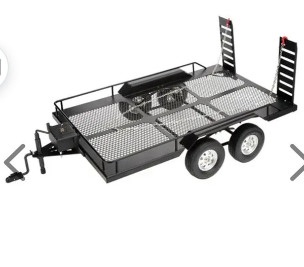 Machined Alloy Flatbed Dual Axle Car Trailer Kit for 1/10 Scale RC 624x339x112mm C32039BLACK
