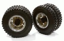 Machined Alloy T5 Rear Dually Wheel & XD Tire for Tamiya 1/14 Scale Trucks C26577BLACK
