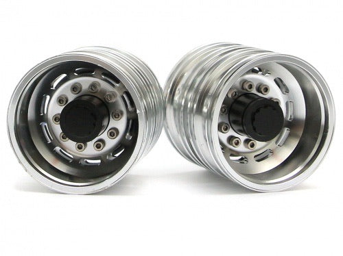 1/14 Tractor Trucks Rear Dually Wheels Double Attached Wheels (2 pcs) Version D Black