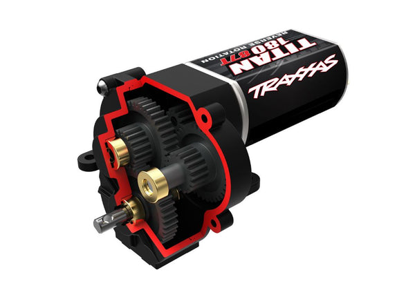Traxxas Transmission, Complete (High Range (Trail) Gearing) (16.6:1 Reduction Ratio) (Includes Titan 87T Motor)