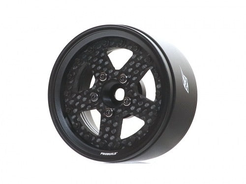 ProBuild™ 1.9" CF5 Adjustable Offset Aluminum Beadlock Wheels (2) Matte Black/Carbon Fiber