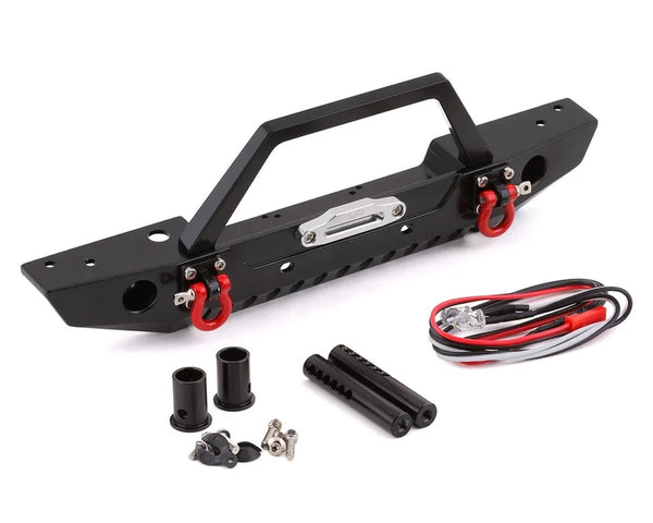 Yeah Racing Traxxas TRX-4/Axial SCX10 II Aluminum Front Bumper w/LEDs (Black)