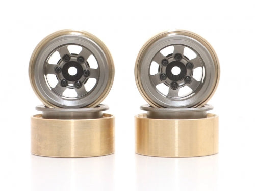 KRAIT™ 1.0" TE37 Beadlock Wheel w/ Brass Rings & Hub Options Set (4) Gun Metal