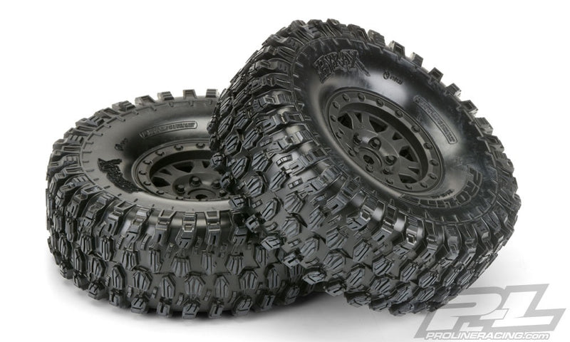 Pro-Line Hyrax 1.9 in G8 Tires Mounted on Impulse Black Plastic