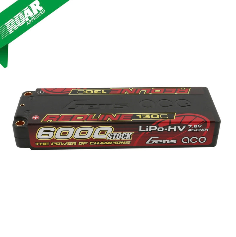 Gens Ace Redline 6000mAh 2S2P 7.6V 130C LiPo Hard Case HV 5mm