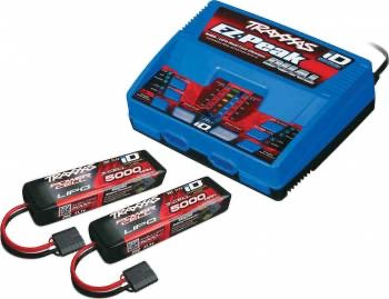 Traxxas EZ-Peak Dual Multi-Chemistry Battery Charger (TRA2972) with 2x 5000mAh 11.1V 3Cell 25C Lipo Batteries Completer Pack (TRA2872X) Part number 2990