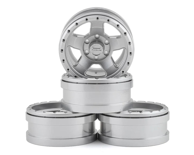 Pit Bull Tires Raceline Combat 1.9 Aluminum Beadlock Wheels (Silver) (4) w/12mm Hex