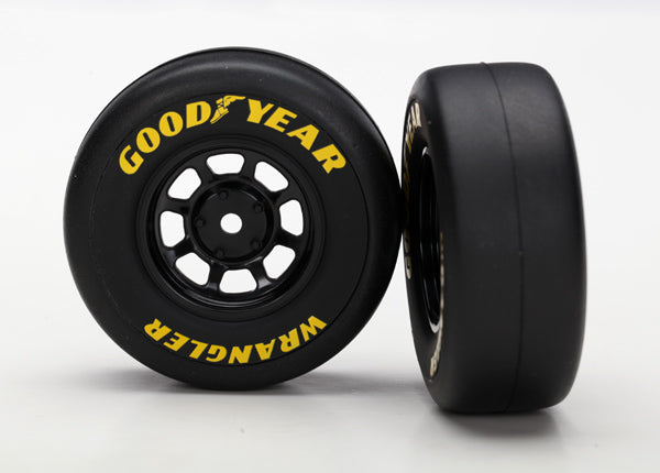 Traxxas Tires and wheels, assembled, glued (8-spoke wheels, black, 1.9 Goodyear Wrangler tires) (2)