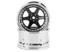 DS Racing Drift Element 6 Spoke Drift Wheels (Black & Chrome w/Black Rivets) (2) (Adjustable Offset) w/12mm Hex