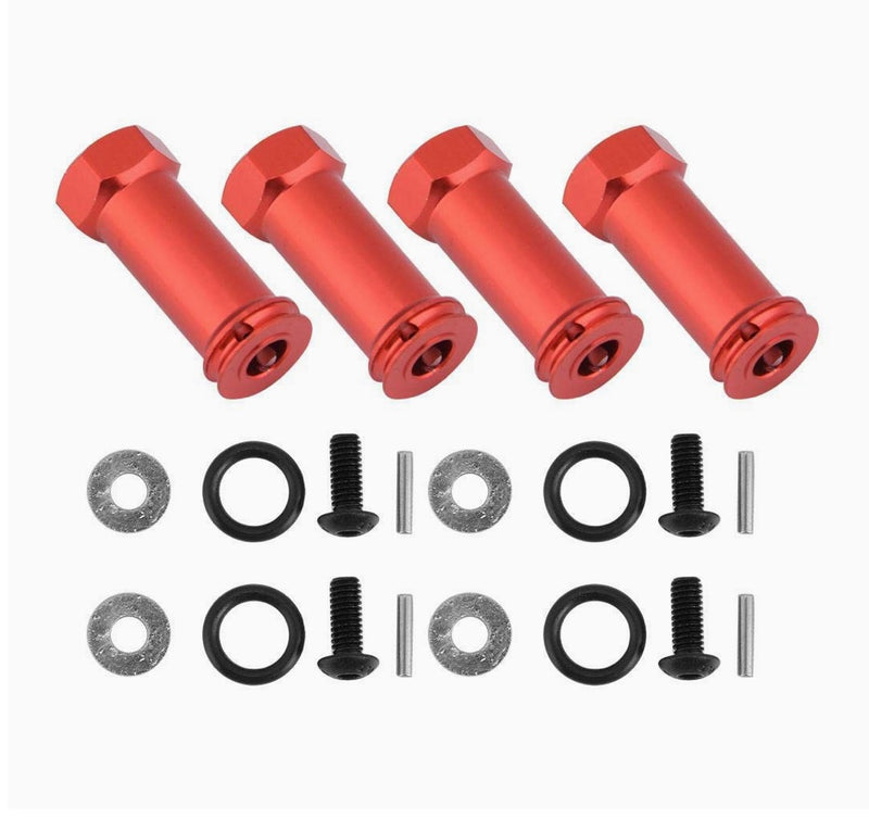 RC Truck Hex Adapter, 12mm RC Wheel Hex Hub 25mm/30mm Extension Adapter Combiner for Traxxas Slash 4X4 1/10 Truck(12?ù30mm-Red)
