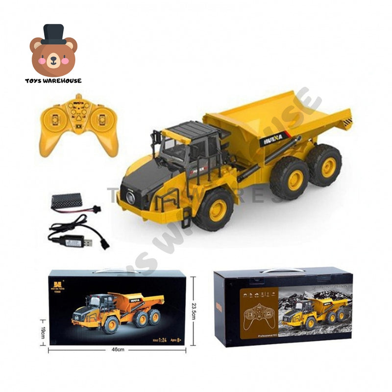 HUINA 1568 BLACK BOX 1:24 SEMI ALLOY MEGA DUMP TRUCK 9 CHANNEL 2.4GHZ ENGINEERING TRUCK VEHICLE HEAVY DUTY RC TRUCK