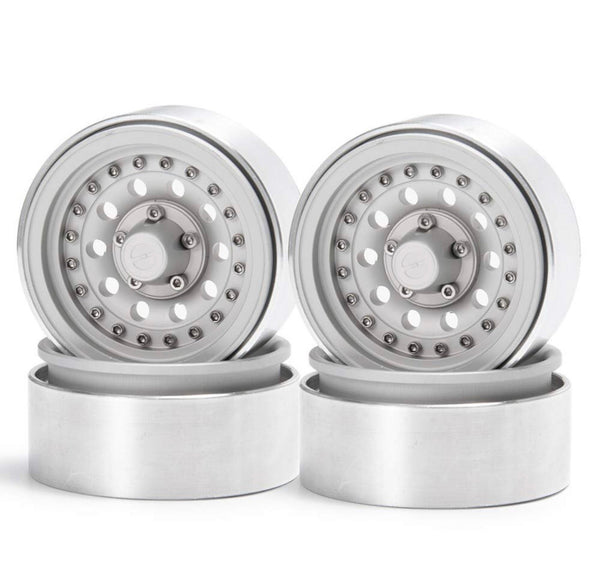 RCLIONS Aluminum Alloy 1.9inch RC Beadlock Wheels Rims for 1/10th Scale RC Crawler Car -Pack of 4pcs