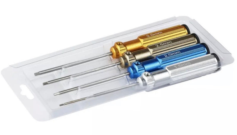Hex Screwdrivers (4) Size: 1.5mm, 2.0mm, 2.5mm, 3.0mm - Multi color