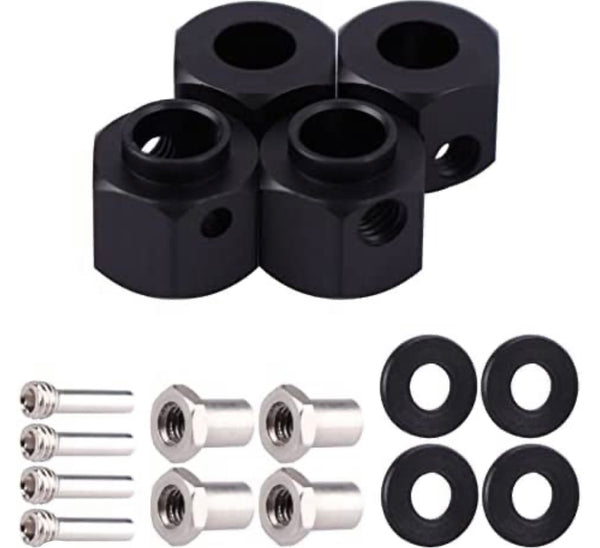 Aluminum 12mm Hex Wheel Hubs Adapters Traxxas TRX-4 (Black, 9mm)