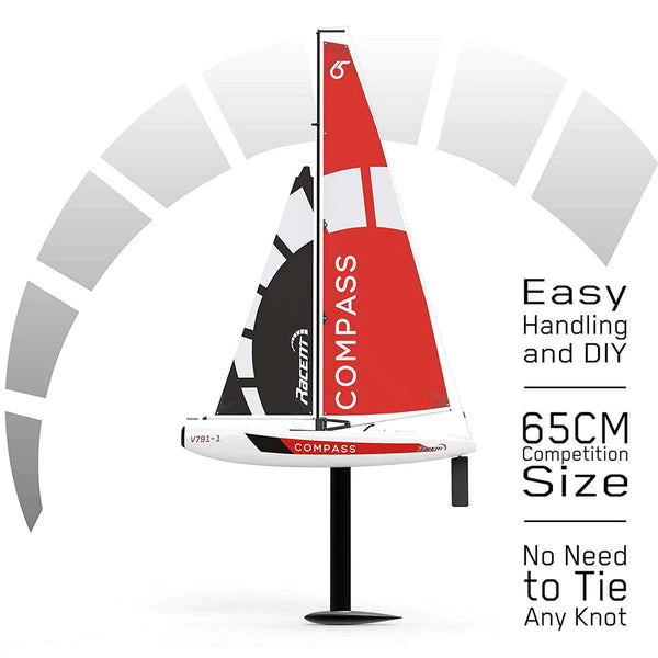 Compass 2 Channel Wind Power Sailboat with 650mm Hull for RG65 Class Competition (791-1) RTR