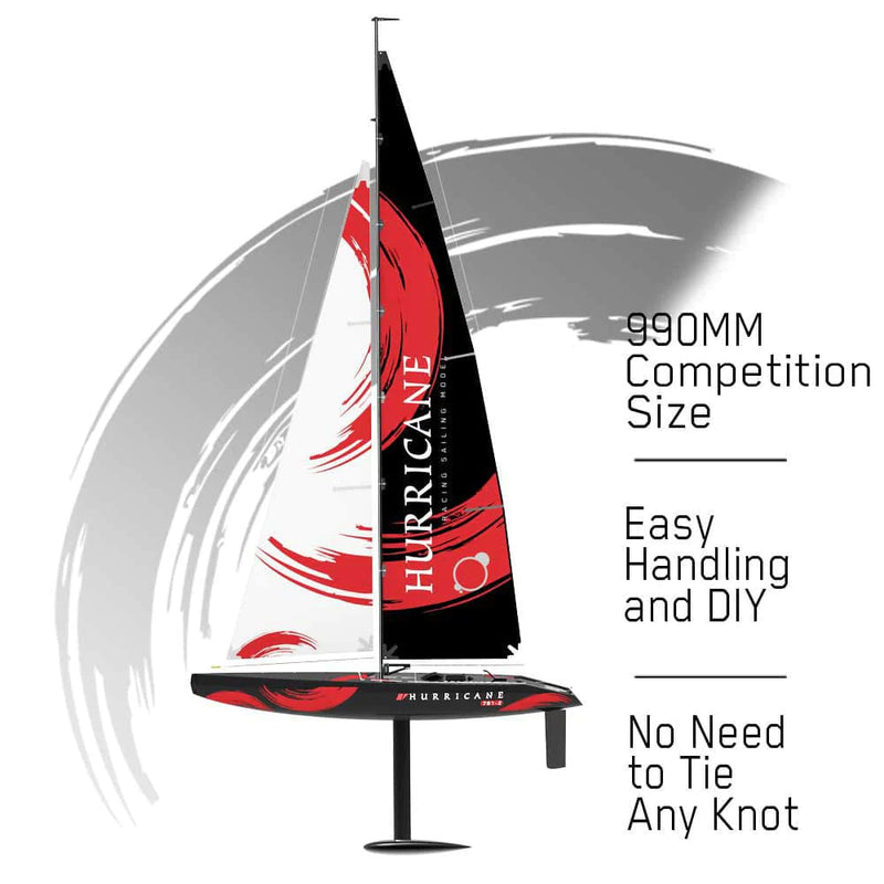 Hurricane 2 Channel Sailboat with 1 Meter Hull Length and ABS Plastic Waterproof Hull (791-2) RTR