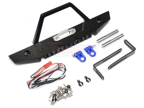 Steel Tough Front Stubby Bumper W/ Hooks and Led Light 1 Set Black