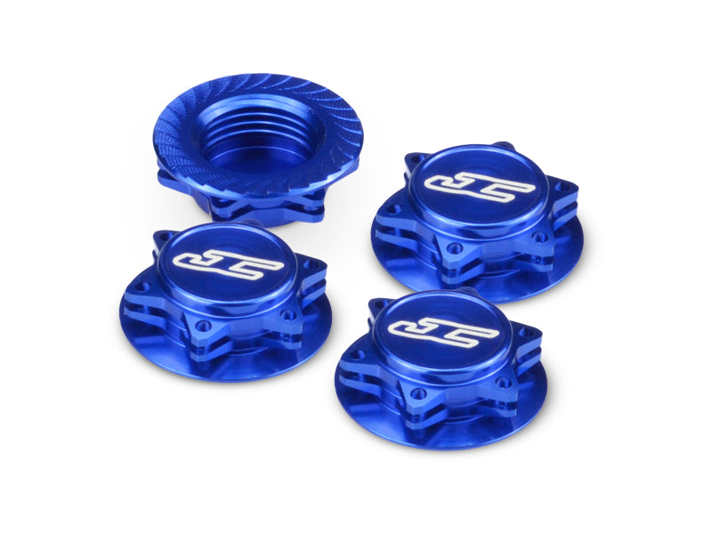 JConcepts Fin, 1/8th serrated light-weight wheel nut (fine thread) - closed end - blue