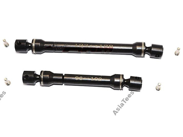 GPM Racing Steel #45 Front + Rear Center Shaft (F:95MM-105MM, R:123MM-138MM) - 1Set (For SCX10 II 90046 Only) Black for Axial SCX10 II