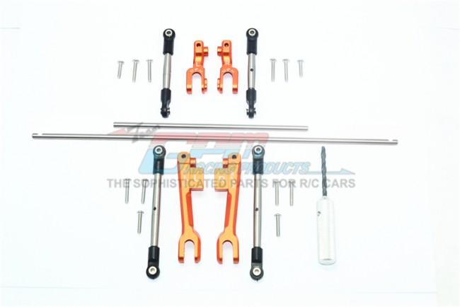 GPM Racing Stainless Steel Front + Rear Sway Bar & Aluminum Sway Bar Arm & Stainless Steel Linkage - 23Pcs Set Orange for Traxxas Unlimited Desert Racer