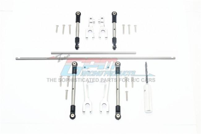 GPM Racing Traxxas Unlimited Desert Racer Stainless Steel Front + Rear Sway Bar & Aluminum Sway Bar Arm & Stainless Steel Linkage - 23Pcs Set Silver