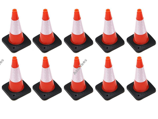 Boom Racing Rubber Traffic Cone w/ Reflective Decal Trail Marker / Track Accessory (10) Orange