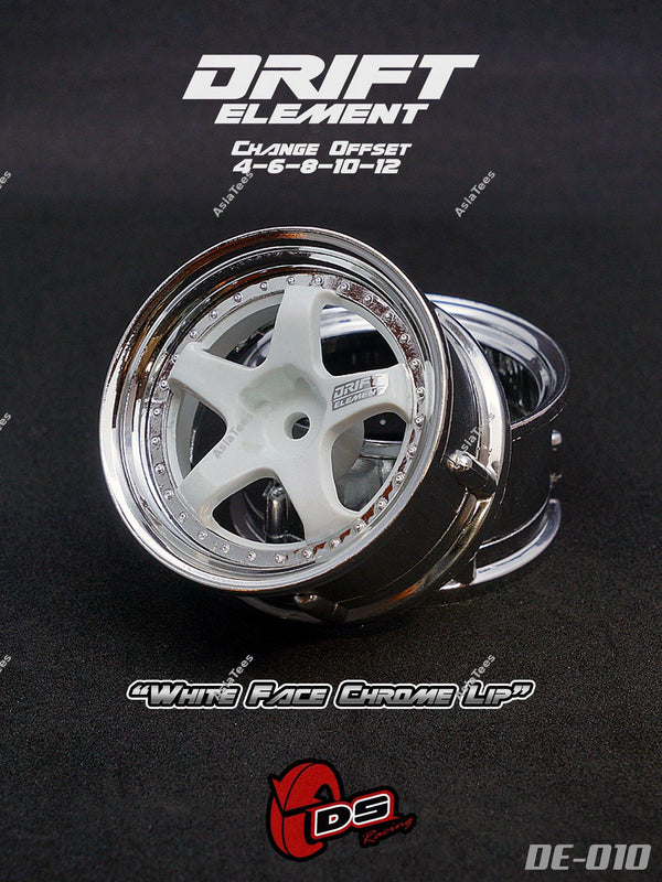 DS Racing Drift Wheel - Adj. Offset (2) / White Face Chrome Lip