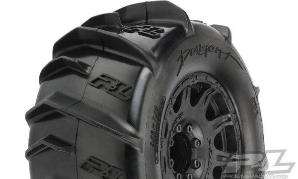 Pro-Line Dumont 3.8" Paddle Sand/Snow Tires Mounted on Raid Black 8x32 Removable Hex Wheels (2) for 17mm MT Front or Rear