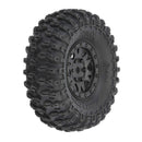 Pro-Line Hyrax 1.0" Tires Mounted on Mini Impulse Black Internal Bead-Loc 7mm Hex Wheels (4) for SCX24 Front or Rear