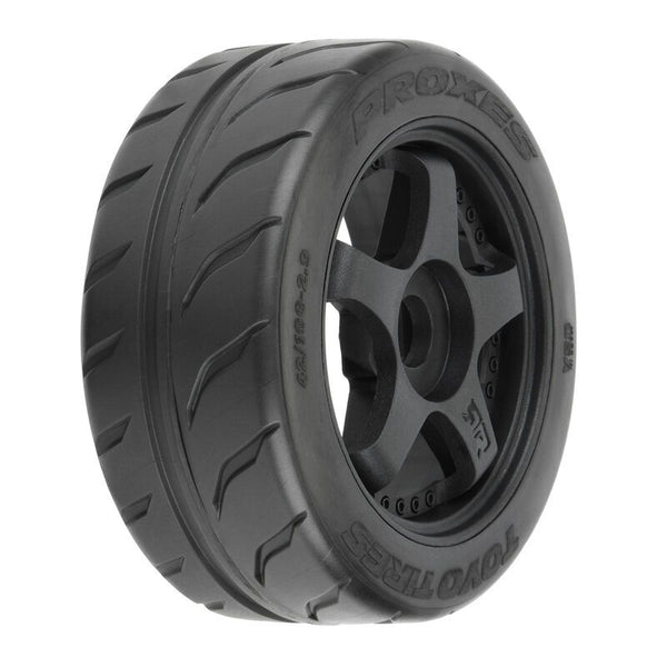 Proline Toyo Proxes R888R 42/100 2.9" S3 (Soft) Street BELTED Tires Mounted on Black 5-Spoke 17mm Wheels (2) for Felony Front or Infraction & Limitless Front or Rear
