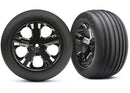 Traxxas Traxxas Tires & wheels, assembled, glued (2.8')(All-Star black chrome wheels, Ribbed tires, foam inserts) (electric front)